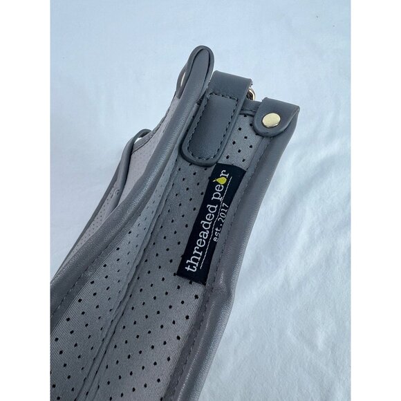 Threaded Pear Emmy Perforated Gray Neoprene Crossbody Bag With Snap Closure - Picture 9 of 9